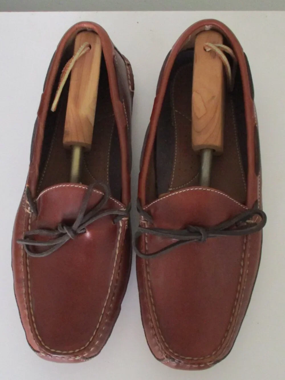 L.L. Bean Mens Cognac Leather Moccasin Slipper NWOB - Size 12M